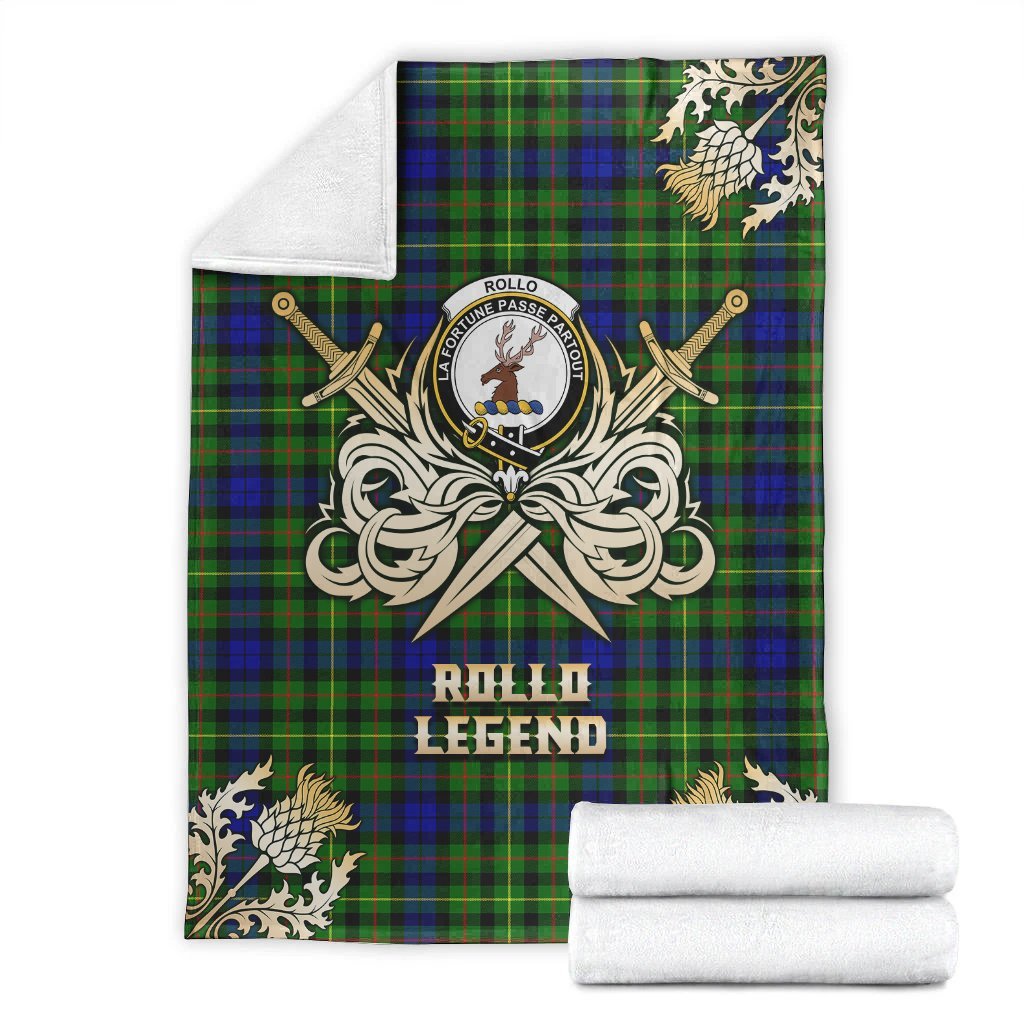 Clan Rollo Modern Tartan Gold Courage Symbol Blanket DJ78 Clan Rollo Tartan Today   