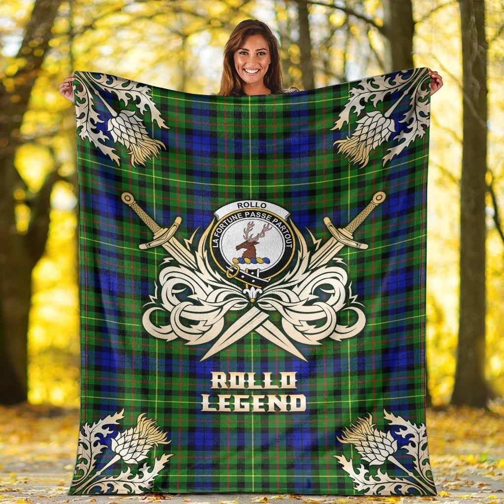 Clan Rollo Modern Tartan Gold Courage Symbol Blanket DJ78 Clan Rollo Tartan Today   