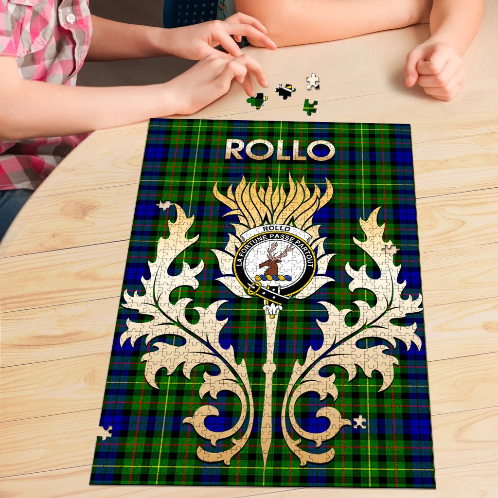 Clan Rollo Modern Tartan Crest Thistle Jigsaw Puzzles Gift For Family KU75 Clan Rollo Tartan Today   