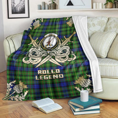 Clan Rollo Modern Tartan Gold Courage Symbol Blanket DJ78 Clan Rollo Tartan Today   