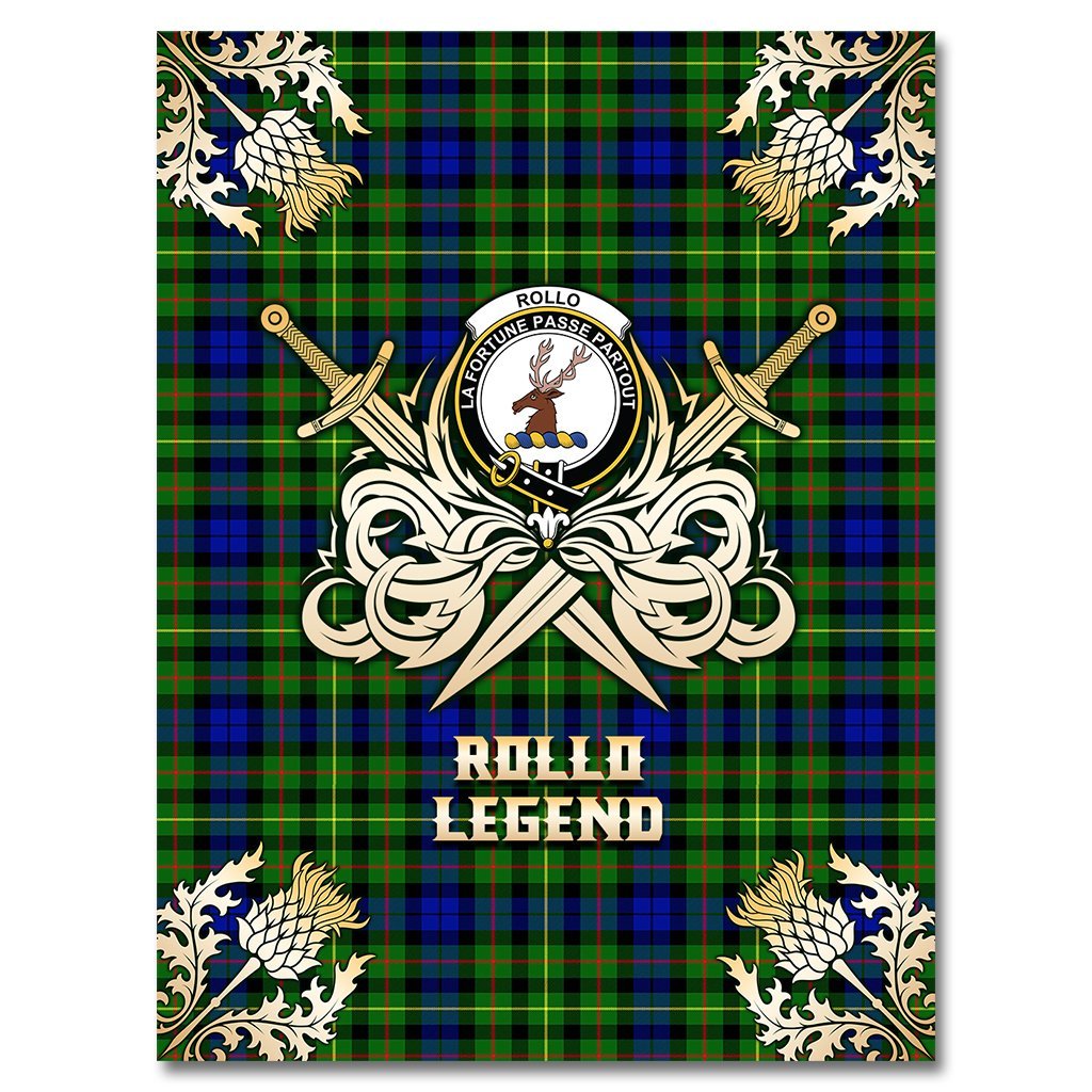 Clan Rollo Modern Tartan Gold Courage Symbol Blanket DJ78 Clan Rollo Tartan Today   