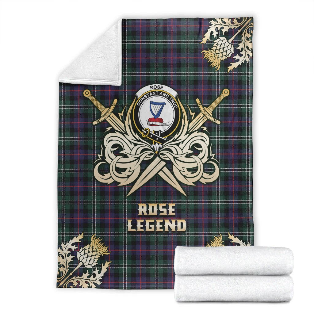 Clan Rose Hunting Modern Tartan Gold Courage Symbol Blanket PK88 Clan Rose Tartan Today   