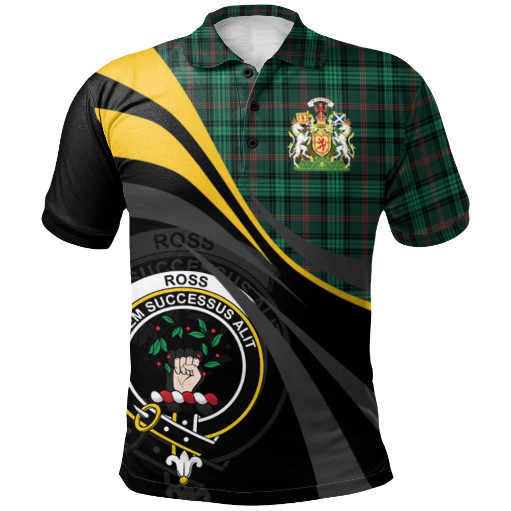 Clan Ross Hunting Modern Tartan Polo Shirt - Royal Coat Of Arms Style PF56 Ross Hunting Modern Tartan Tartan Polo   