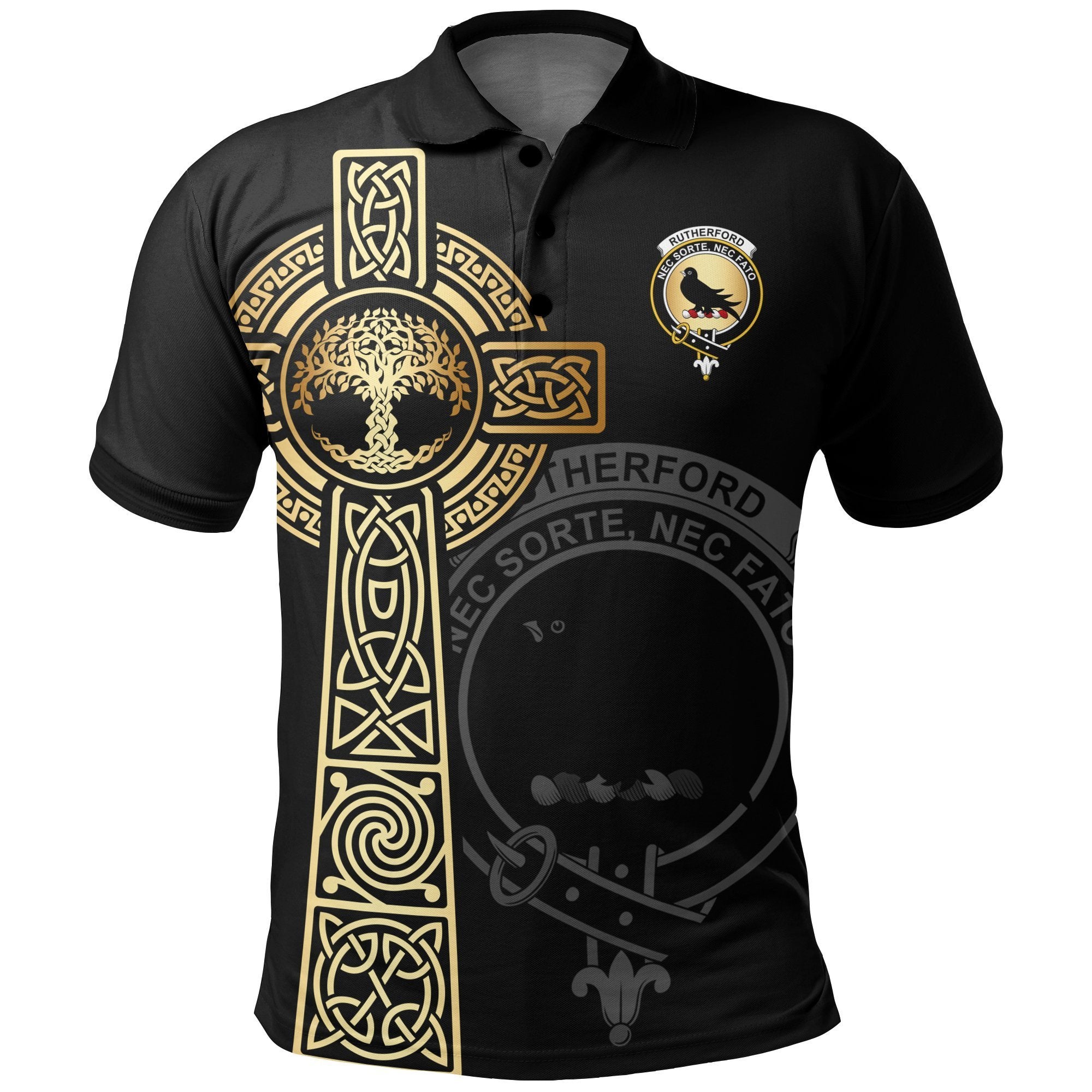 Clan Rutherford Clan Unisex Polo Shirt - Celtic Tree Of Life WQ56 Rutherford Tartan Tartan Polo   