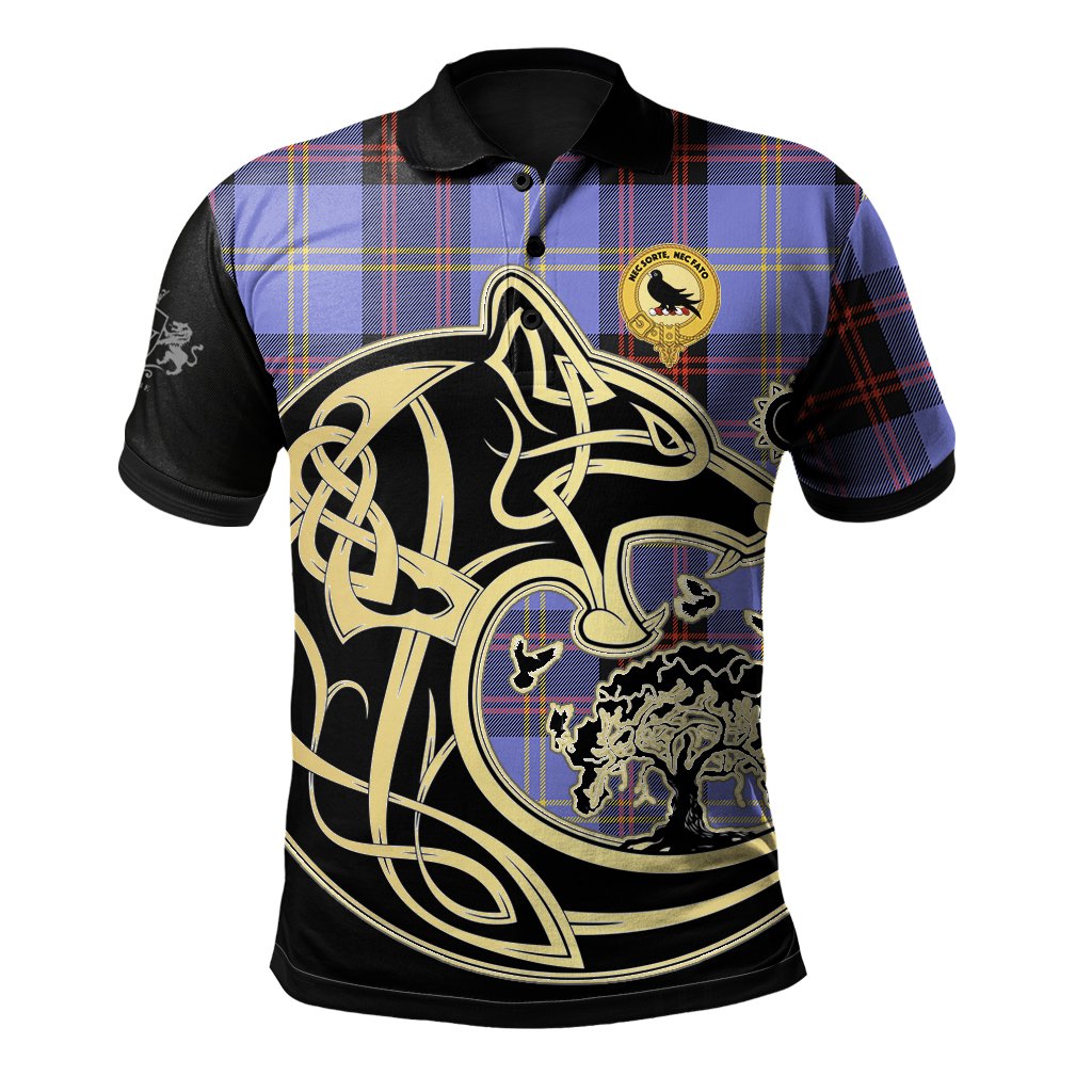 Clan Rutherford Tartan Polo Shirt Viking Wolf BM47 Rutherford Tartan Tartan Polo   