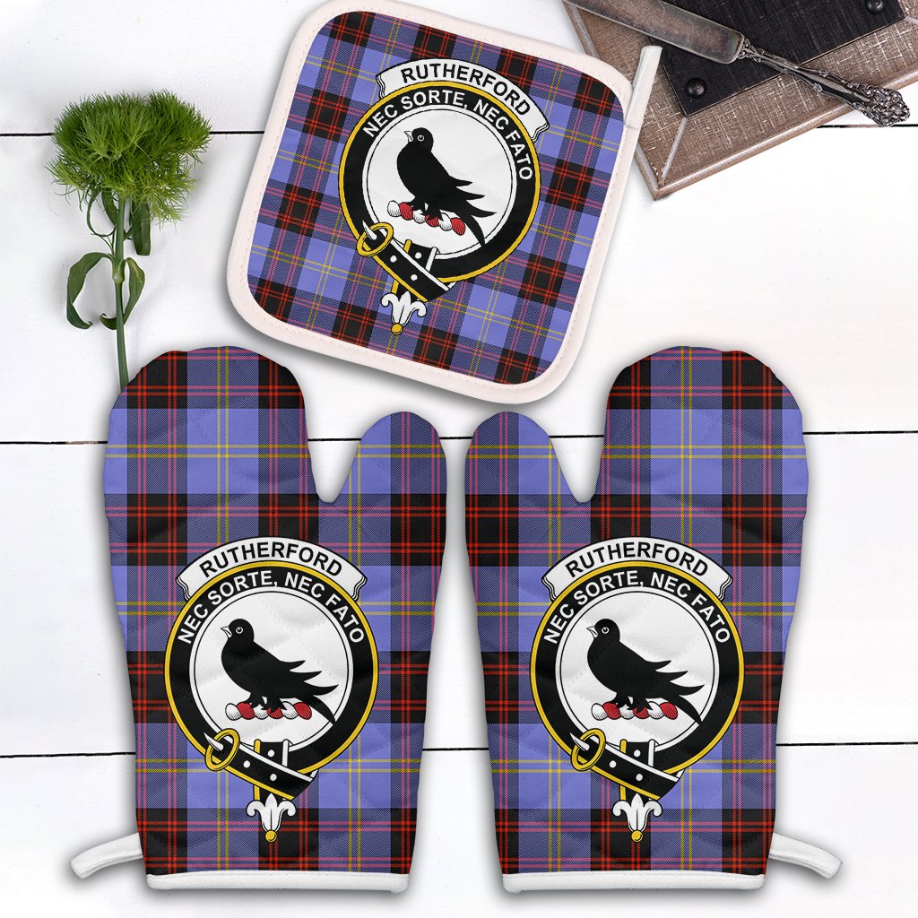 Clan Rutherford Tartan Crest Oven Mitt And Pot Holder (2 Oven Mitts + 1 Pot Holder) TM22 Clan Rutherford Tartan Today   