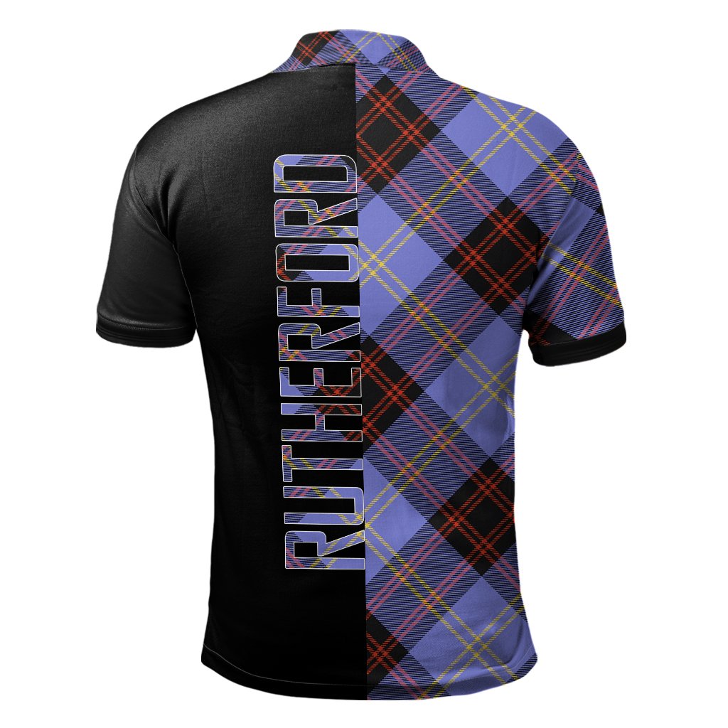 Clan Rutherford Tartan Polo Shirt Half of Me - Cross Style AE23 Rutherford Tartan Tartan Polo   