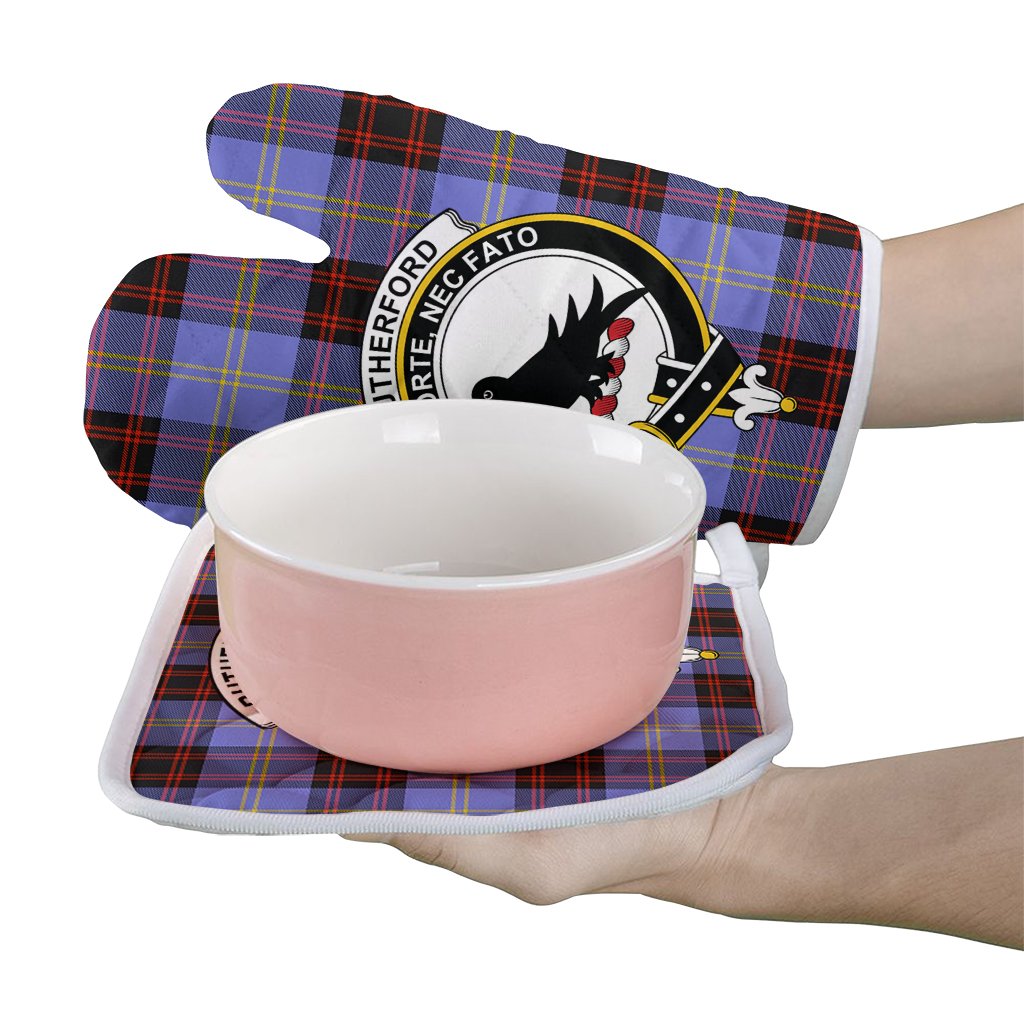 Clan Rutherford Tartan Crest Oven Mitt And Pot Holder (2 Oven Mitts + 1 Pot Holder) TM22 Clan Rutherford Tartan Today   