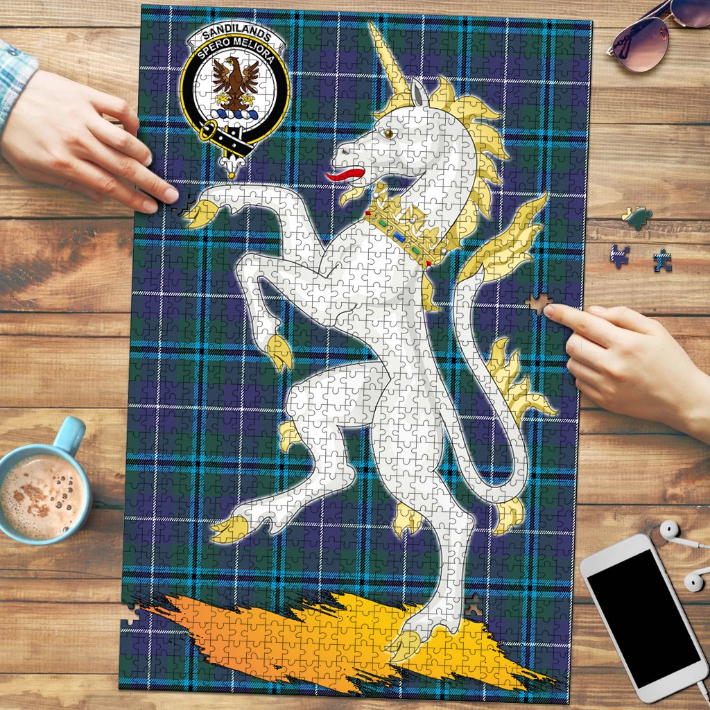 Clan Sandilands Tartan Crest Unicorn Scotland Jigsaw Puzzles Gift For Family UC23 Clan Sandilands Tartan Today   