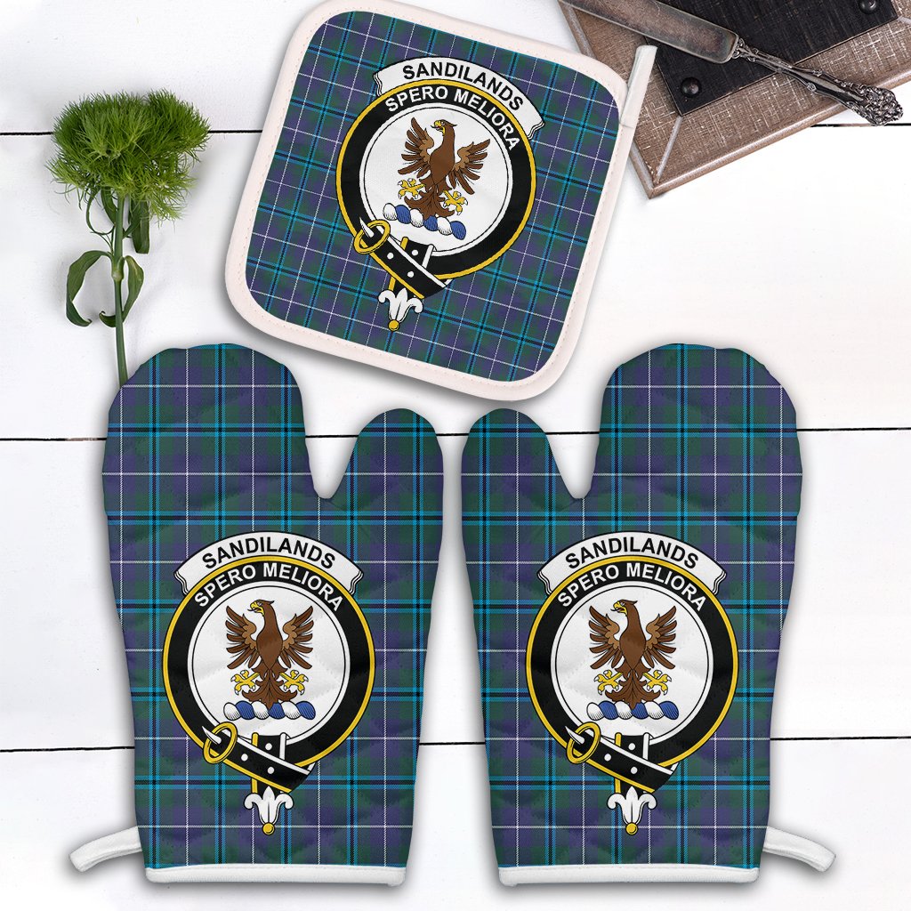 Clan Sandilands Tartan Crest Oven Mitt And Pot Holder (2 Oven Mitts + 1 Pot Holder) BH86 Clan Sandilands Tartan Today   