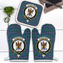 Clan Sandilands Tartan Crest Oven Mitt And Pot Holder (2 Oven Mitts + 1 Pot Holder) BH86 Clan Sandilands Tartan Today   