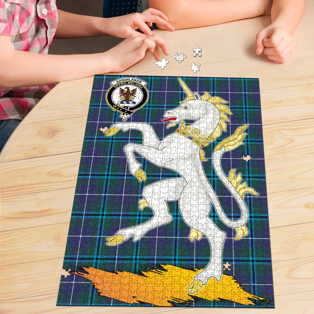 Clan Sandilands Tartan Crest Unicorn Scotland Jigsaw Puzzles Gift For Family UC23 Clan Sandilands Tartan Today   