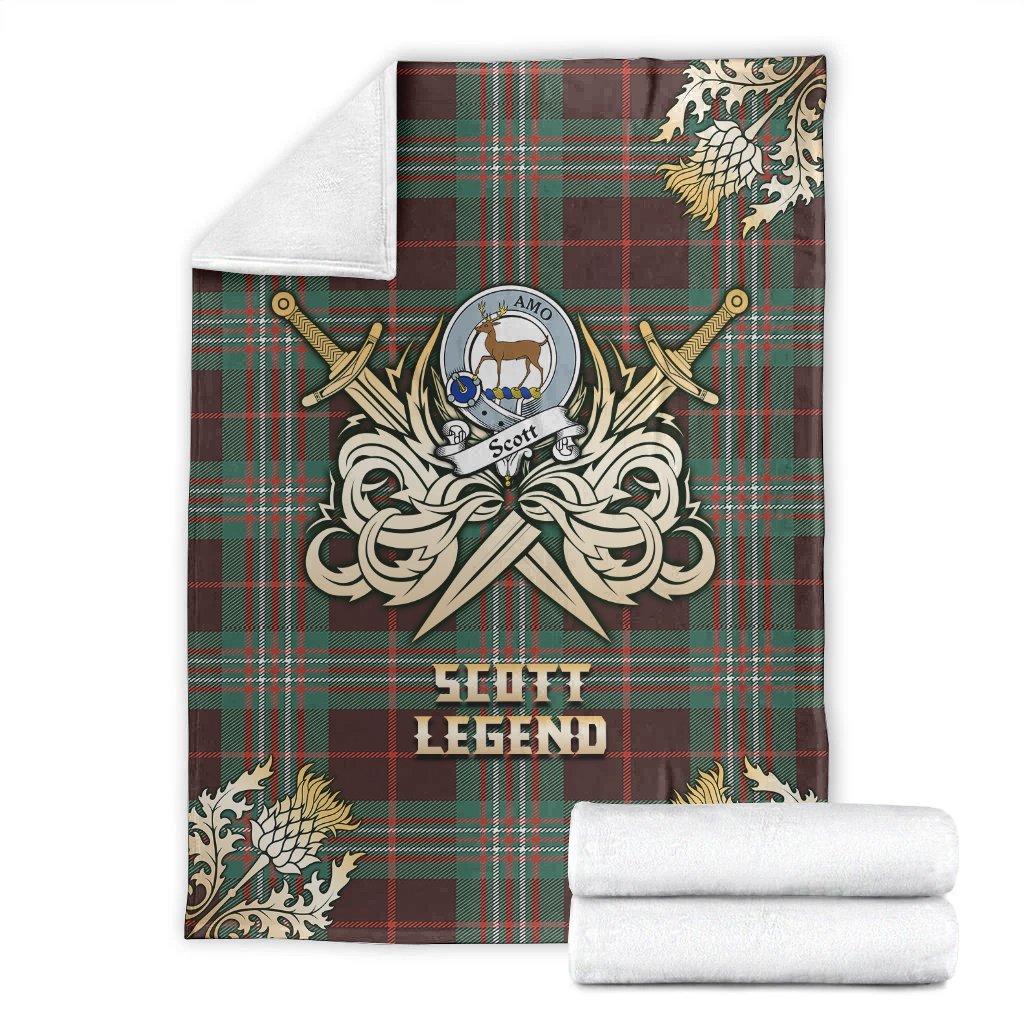 Clan Scott Brown Ancient Tartan Gold Courage Symbol Blanket TN40 Clan Scott (Scott Tartan) Tartan Today   