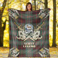 Clan Scott Brown Ancient Tartan Gold Courage Symbol Blanket TN40 Clan Scott (Scott Tartan) Tartan Today   