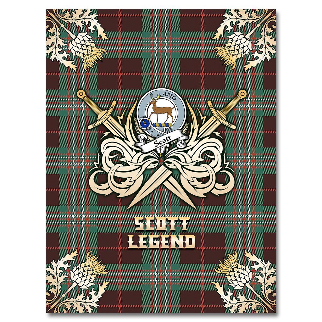 Clan Scott Brown Ancient Tartan Gold Courage Symbol Blanket TN40 Clan Scott (Scott Tartan) Tartan Today   