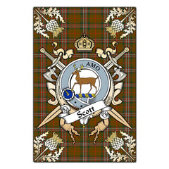 Clan Scott Brown Modern Tartan Crest Black Garden Flag  - Gold Thistle  CP14 Clan Scott (Scott Tartan) Tartan Today   