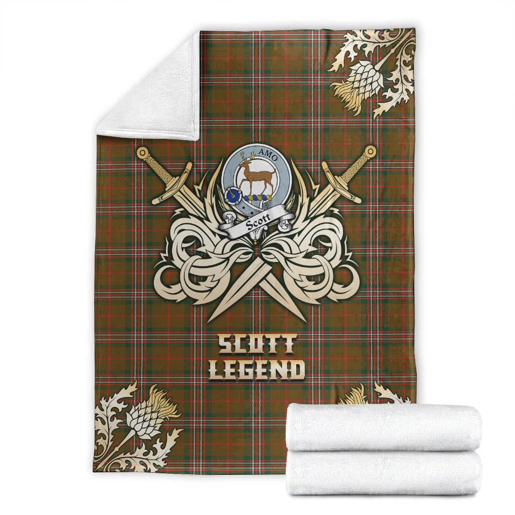 Clan Scott Brown Modern Tartan Gold Courage Symbol Blanket VF90 Clan Scott (Scott Tartan) Tartan Today   