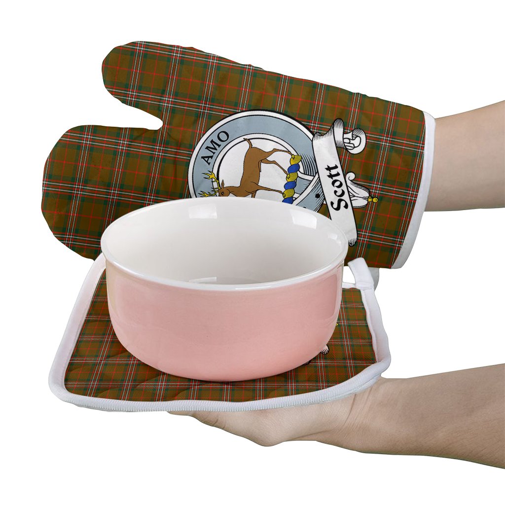 Clan Scott Brown Modern Tartan Crest Oven Mitt And Pot Holder (2 Oven Mitts + 1 Pot Holder) GE69 Clan Scott (Scott Tartan) Tartan Today   