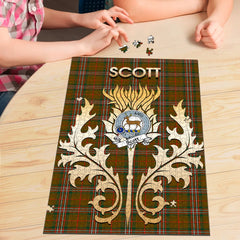 Clan Scott Brown Modern Tartan Crest Thistle Jigsaw Puzzles Gift For Family GL53 Clan Scott (Scott Tartan) Tartan Today   