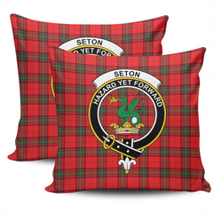 Clan Seton Modern Tartan Crest Pillow Cover RT96 Clan Seton Tartan Today   