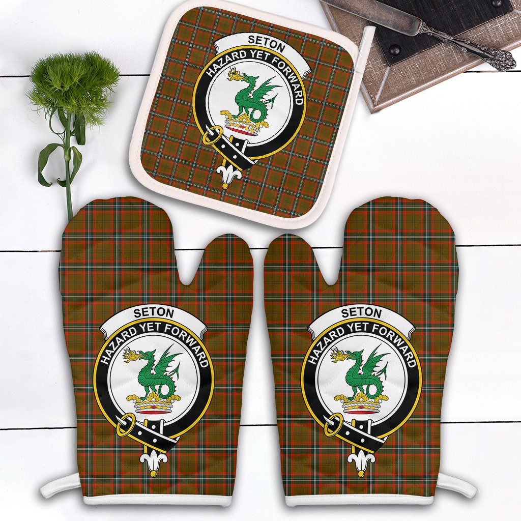 Clan Seton Hunting Modern Tartan Crest Oven Mitt And Pot Holder (2 Oven Mitts + 1 Pot Holder) PX27 Clan Seton Tartan Today   