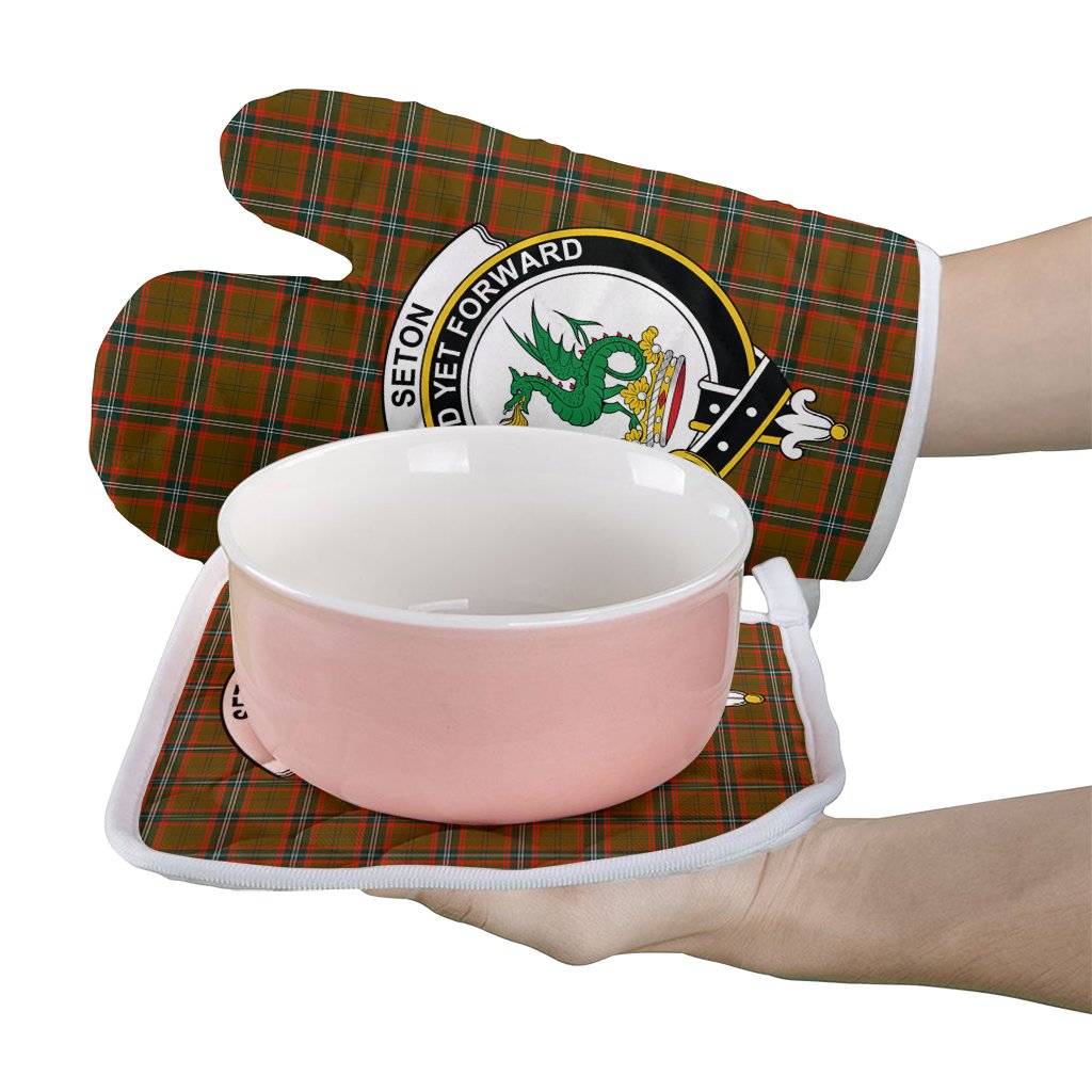 Clan Seton Hunting Modern Tartan Crest Oven Mitt And Pot Holder (2 Oven Mitts + 1 Pot Holder) PX27 Clan Seton Tartan Today   