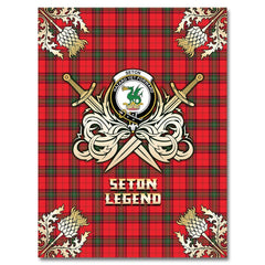 Clan Seton Modern Tartan Gold Courage Symbol Blanket WW13 Clan Seton Tartan Today   