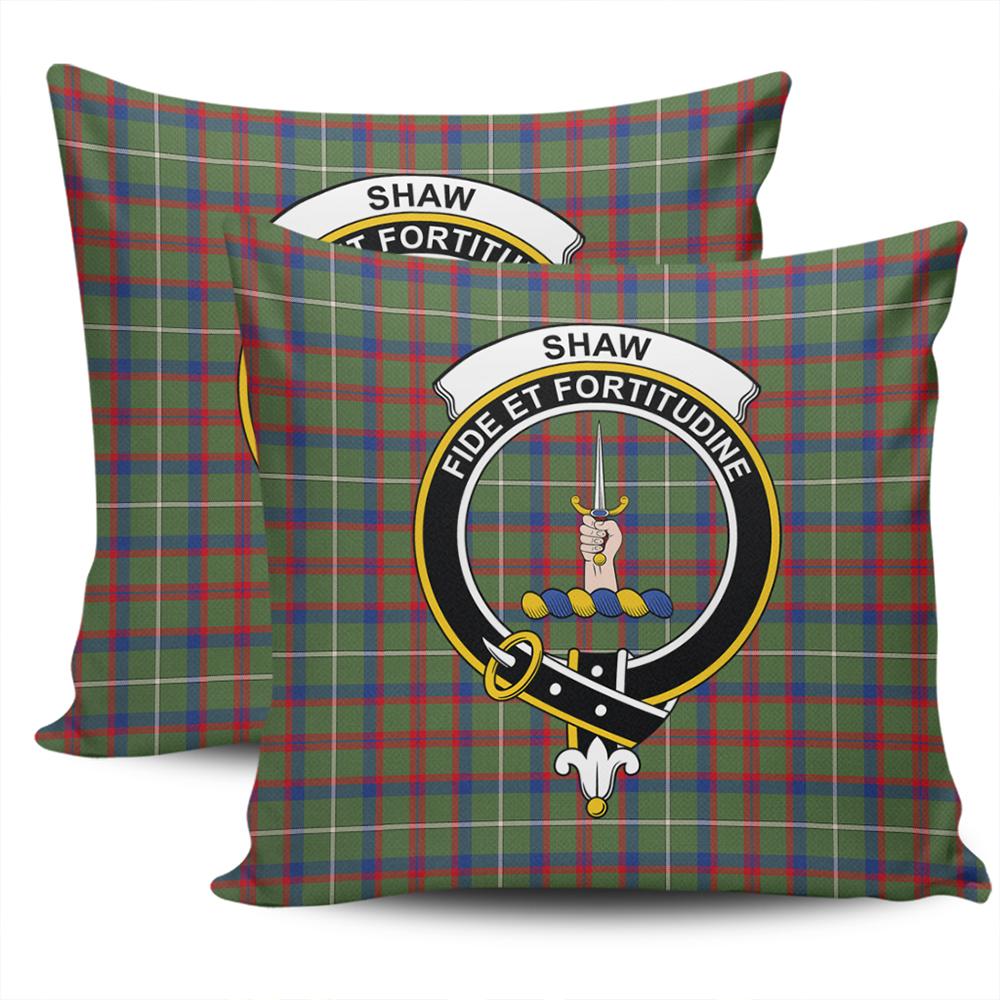 Clan Shaw Green Modern Tartan Crest Pillow Cover EL62 Clan Shaw Tartan Today   