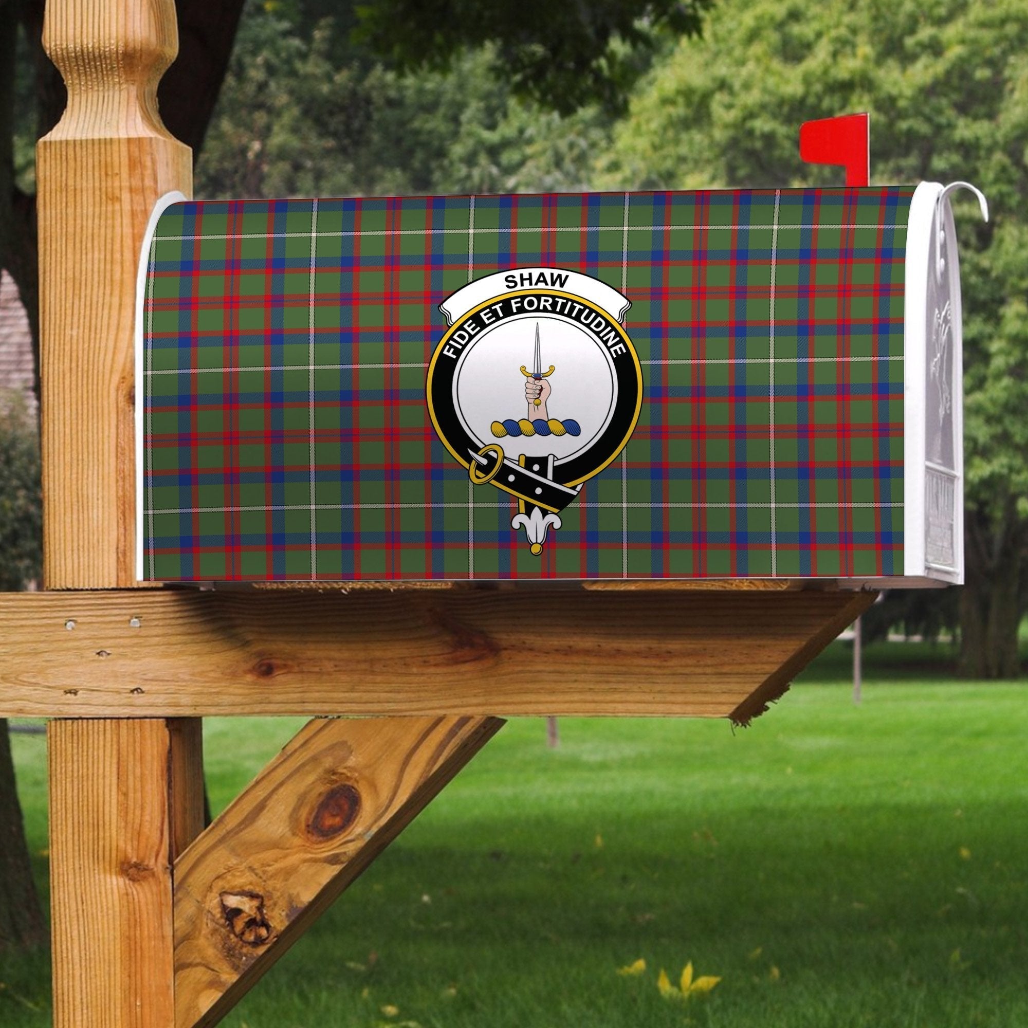 Clan Shaw Green Modern Tartan Crest Mailbox LJ13 Clan Shaw Tartan Today   