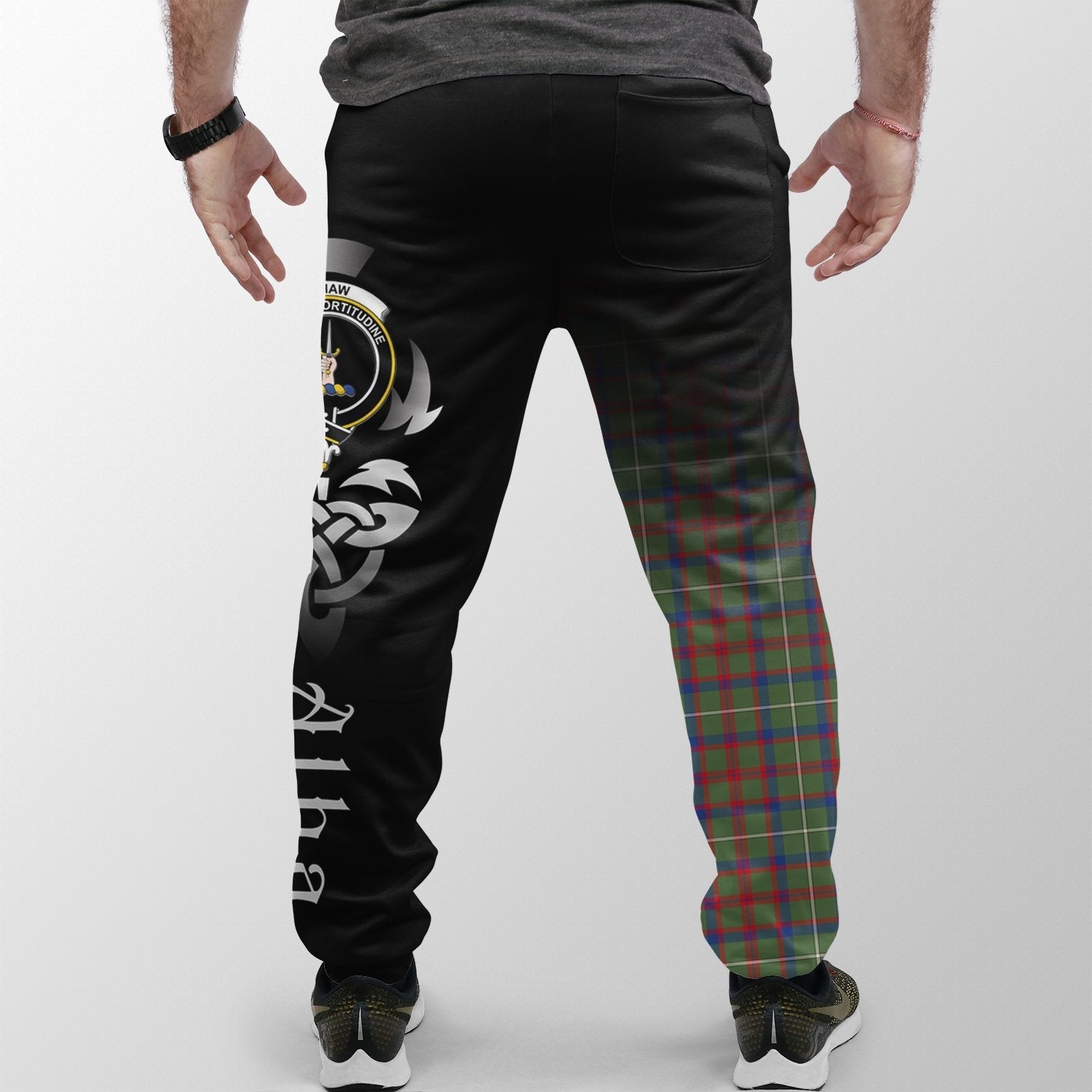 Clan Shaw Green Modern Tartan Crest Jogger Sweatpants  Alba Celtic Style YL54 Clan Shaw Tartan Today   