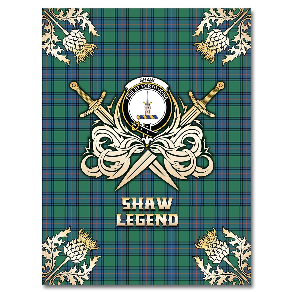 Clan Shaw Ancient Tartan Gold Courage Symbol Blanket PE52 Clan Shaw Tartan Today   