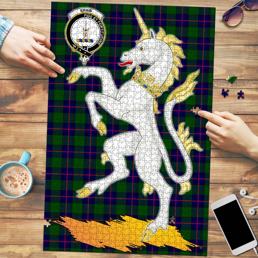 Clan Shaw Modern Tartan Crest Unicorn Scotland Jigsaw Puzzles Gift For Family ZE65 Clan Shaw Tartan Today   