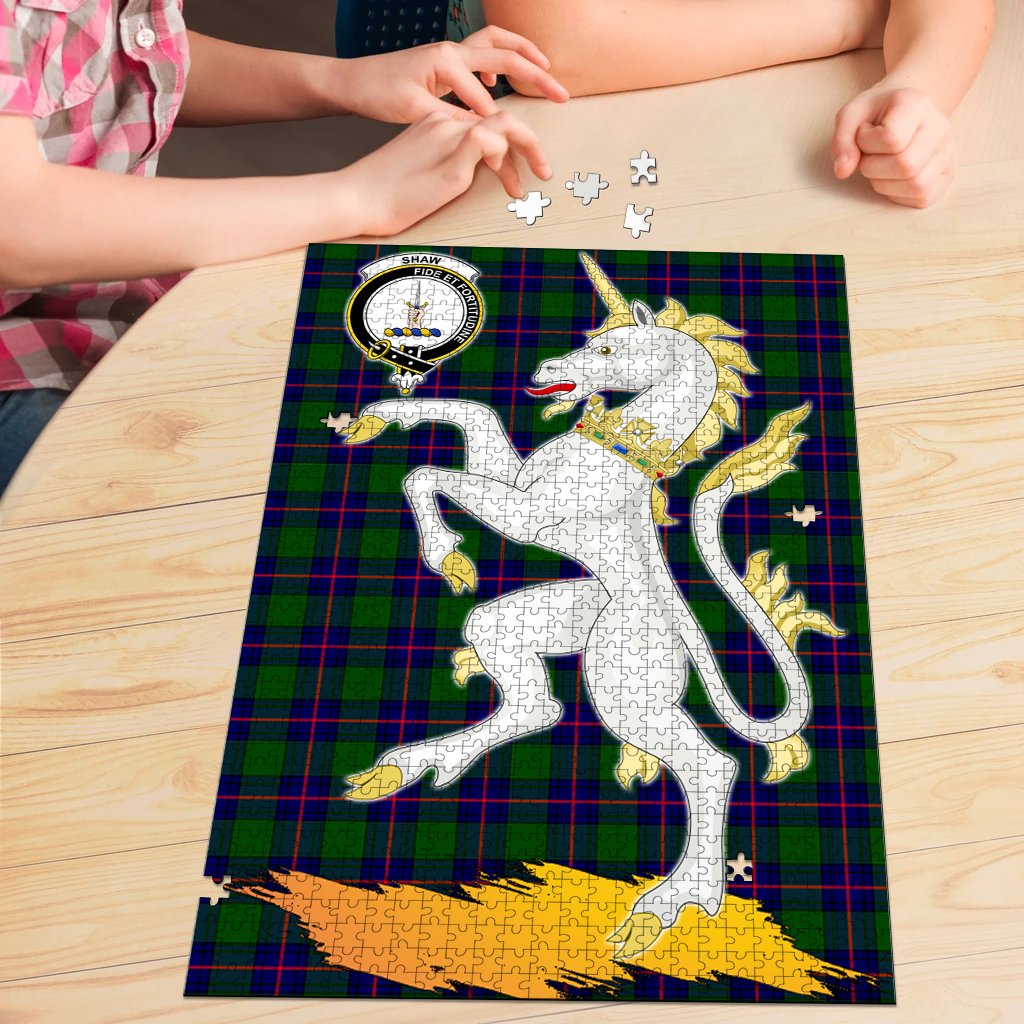 Clan Shaw Modern Tartan Crest Unicorn Scotland Jigsaw Puzzles Gift For Family ZE65 Clan Shaw Tartan Today   