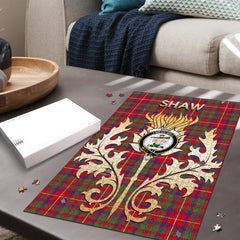 Clan Shaw Red Modern Tartan Crest Thistle Jigsaw Puzzles Gift For Family NG75 Clan Shaw Tartan Today   