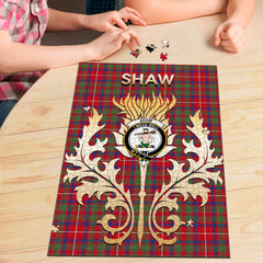 Clan Shaw Red Modern Tartan Crest Thistle Jigsaw Puzzles Gift For Family NG75 Clan Shaw Tartan Today   