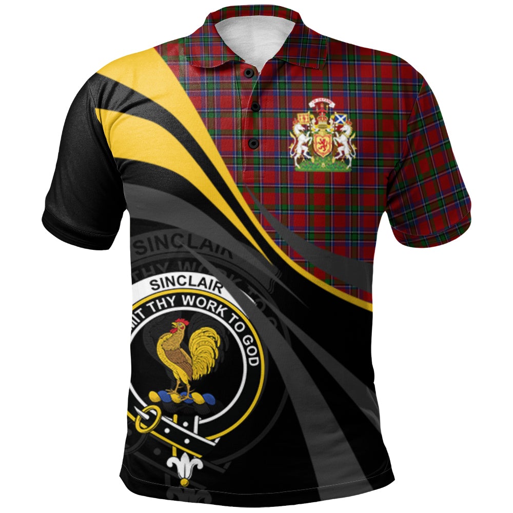 Clan Sinclair Tartan Polo Shirt - Royal Coat Of Arms Style GM52 Sinclair Tartan Tartan Polo   