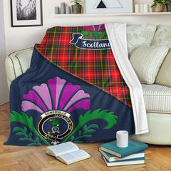 Clan Somerville Tartan Crest Premium Blanket Thistle Style IP60 Clan Somerville Tartan Today   