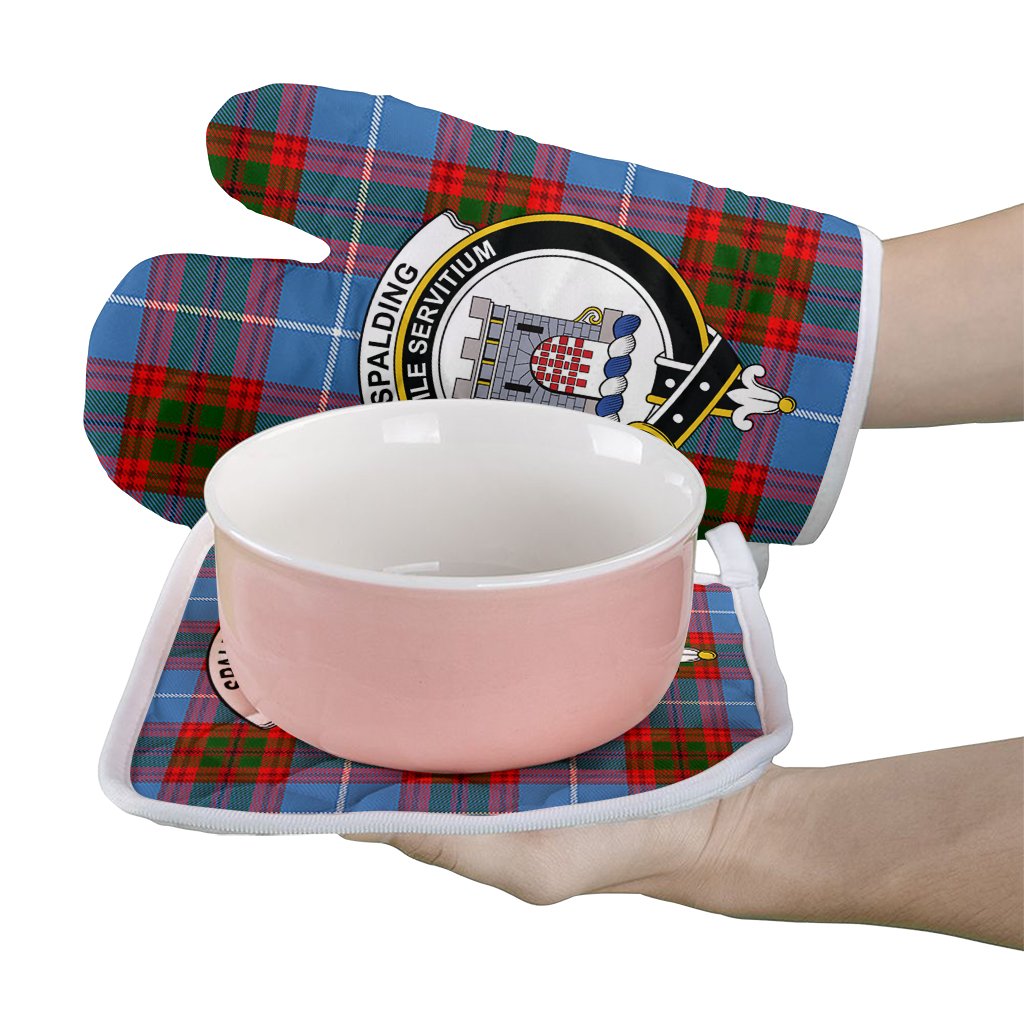 Clan Spalding Tartan Crest Oven Mitt And Pot Holder (2 Oven Mitts + 1 Pot Holder) CI92 Clan Spalding Tartan Today   