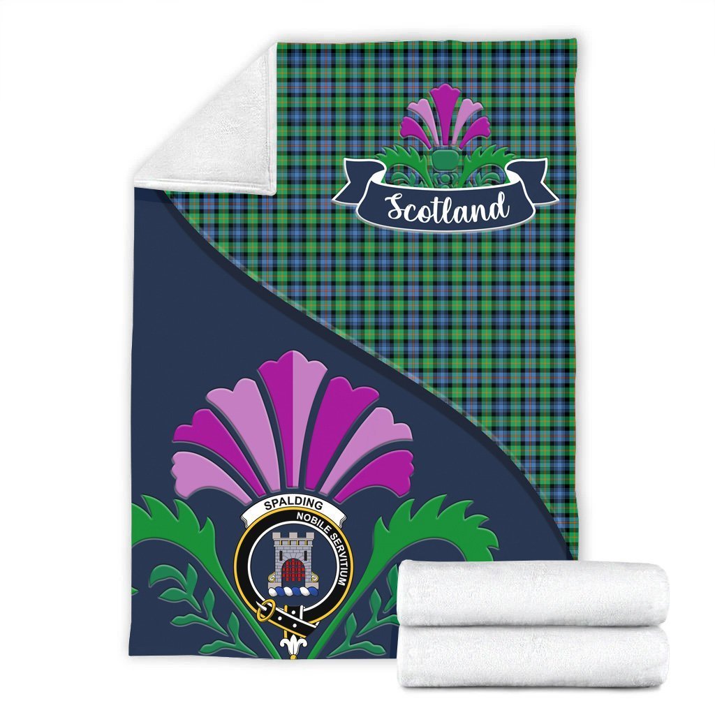 Clan Spalding Tartan Crest Premium Blanket Thistle Style KK16 Clan Spalding Tartan Today   