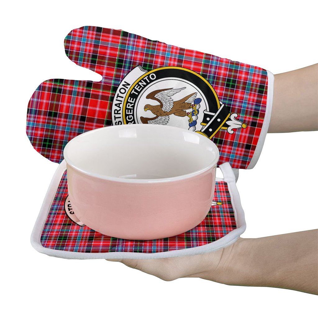 Clan Straiton Tartan Crest Oven Mitt And Pot Holder (2 Oven Mitts + 1 Pot Holder) DI93 Clan Rait Tartan Today   