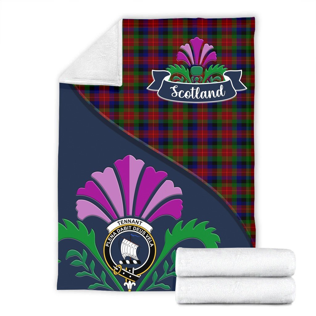 Clan Tennant Tartan Crest Premium Blanket Thistle Style LW84 Clan Tennant Tartan Today   