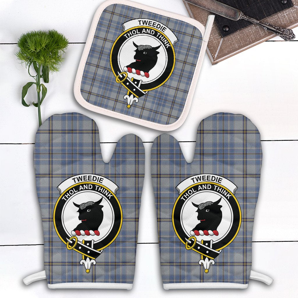 Clan Tweedie Tartan Crest Oven Mitt And Pot Holder (2 Oven Mitts + 1 Pot Holder) SA83 Clan Tweedie Tartan Today   