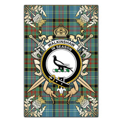 Clan Walkinshaw Tartan Crest Black Garden Flag  - Gold Thistle  FR30 Clan Shaw Tartan Today   