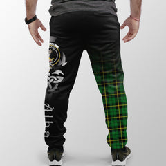 Clan Wallace Hunting - Green Tartan Crest Jogger Sweatpants  Alba Celtic Style WZ80 Clan Wallace Tartan Today   