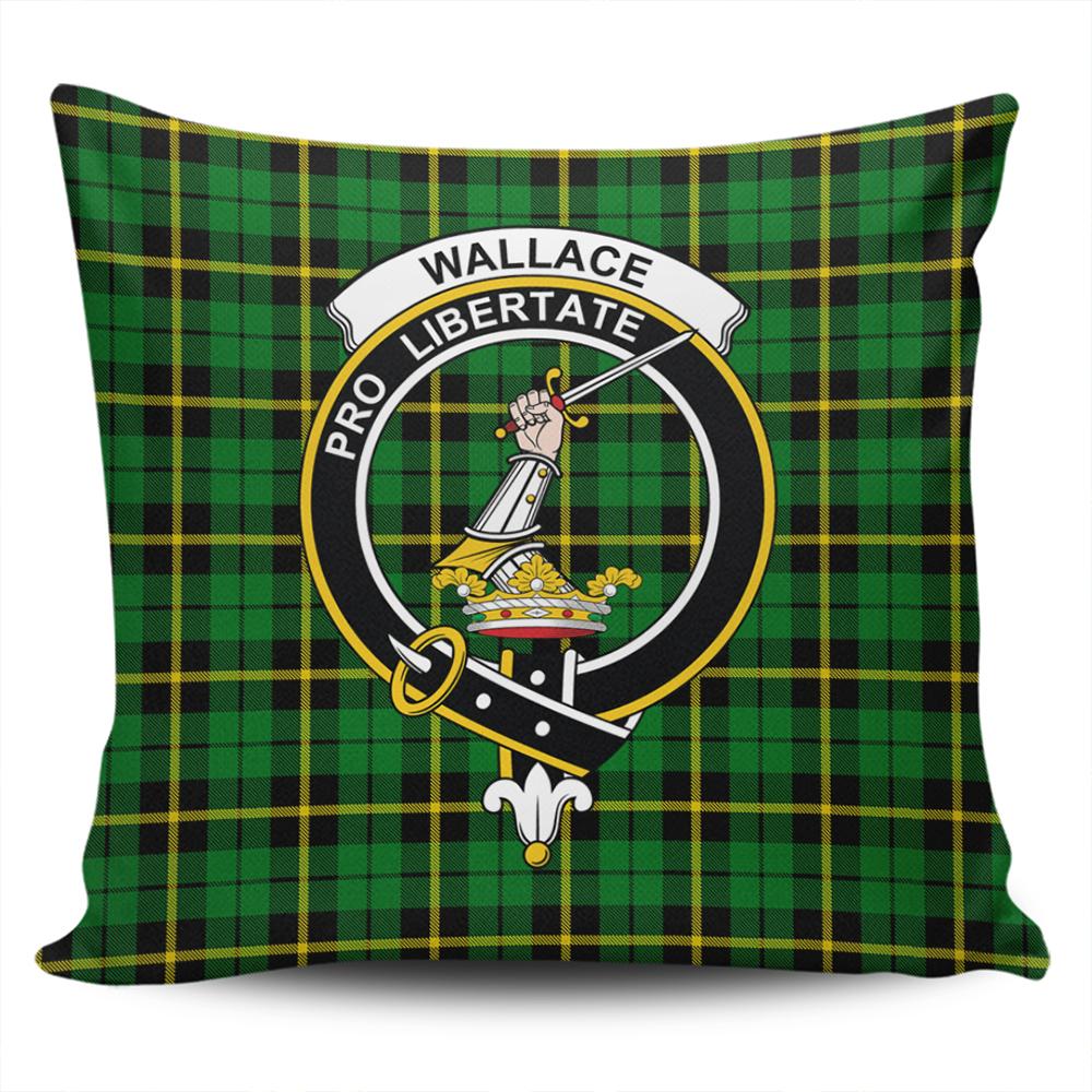 Clan Wallace Hunting - Green Tartan Crest Pillow Cover PA35 Clan Wallace Tartan Today   