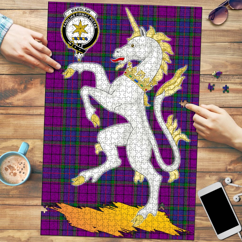 Clan Wardlaw Modern Tartan Crest Unicorn Scotland Jigsaw Puzzles Gift For Family ND19 Clan Wardlaw Tartan Today   