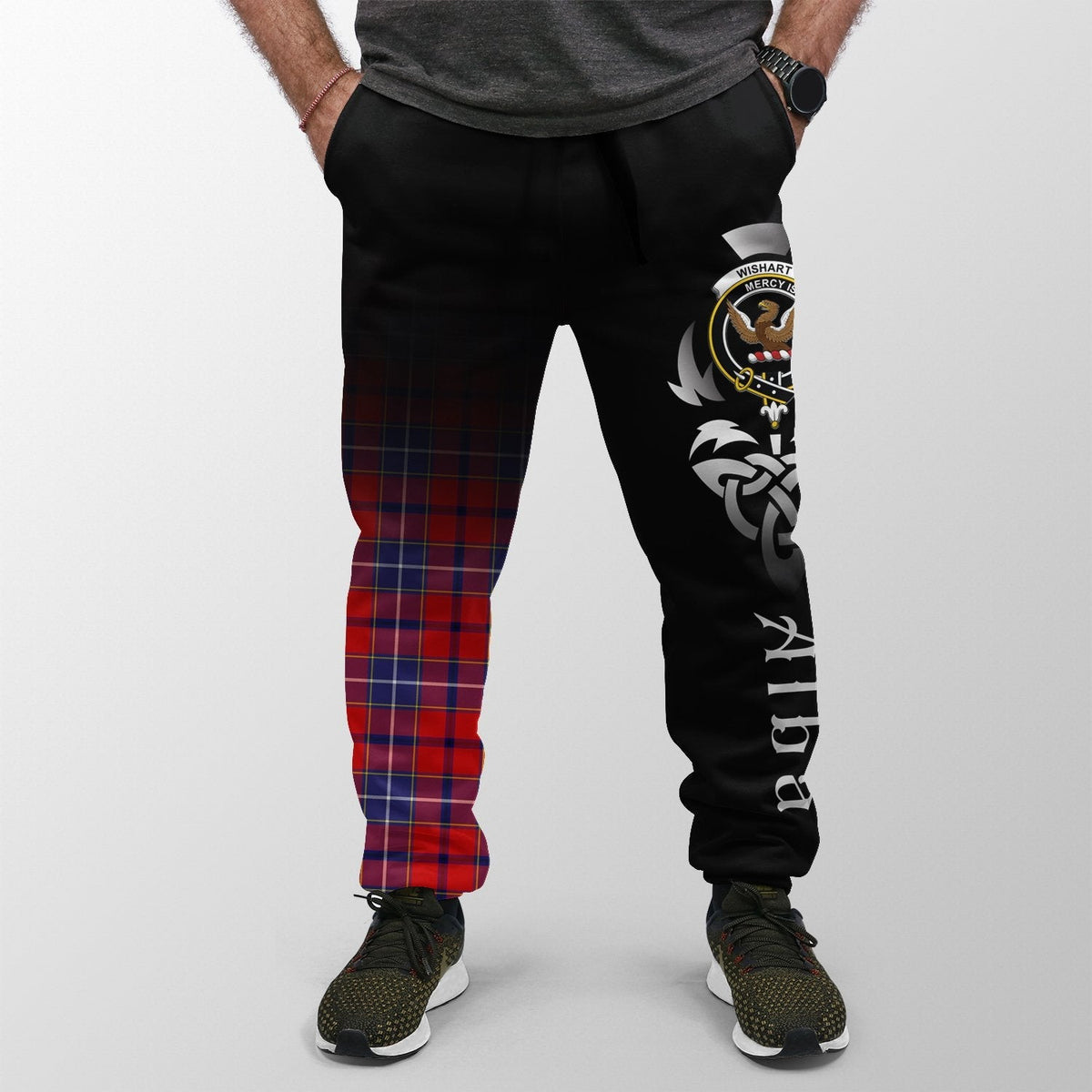 Clan Wishart Dress Tartan Crest Jogger Sweatpants  Alba Celtic Style BF59 Clan Wishart Tartan Today   