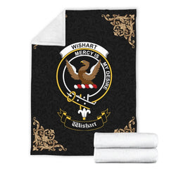 Clan Wishart Crest Tartan Premium Blanket Black AR75 Clan Wishart Tartan Today   