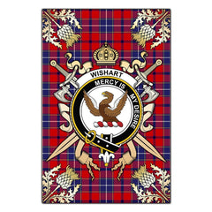 Clan Wishart Dress Tartan Crest Black Garden Flag  - Gold Thistle  OA27 Clan Wishart Tartan Today   