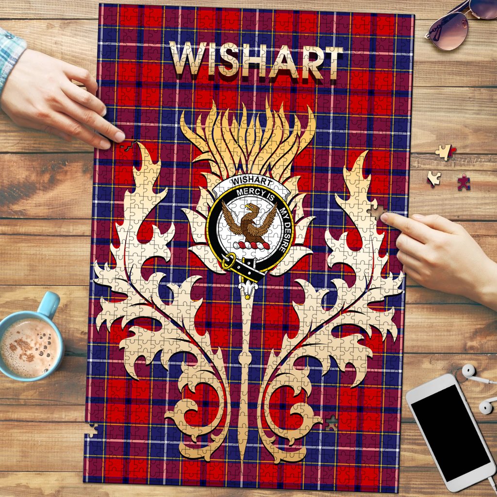 Clan Wishart Dress Tartan Crest Thistle Jigsaw Puzzles Gift For Family MJ98 Clan Wishart Tartan Today   